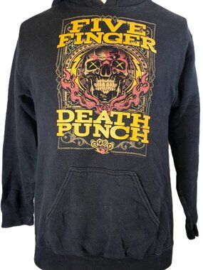 Five Finger Death Punch Hoodie Small Black Graphic Pullover Slayer Neck Print